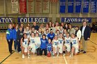 WBBall vs MHC  Wheaton College women's basketball team pose for a group photo with the 1994-95 team on their 25th anniversary of going to the NCAA Final Four. - Photo By: KEITH NORDSTROM : Wheaton, basketball, NCAA Final Four NEWMAC